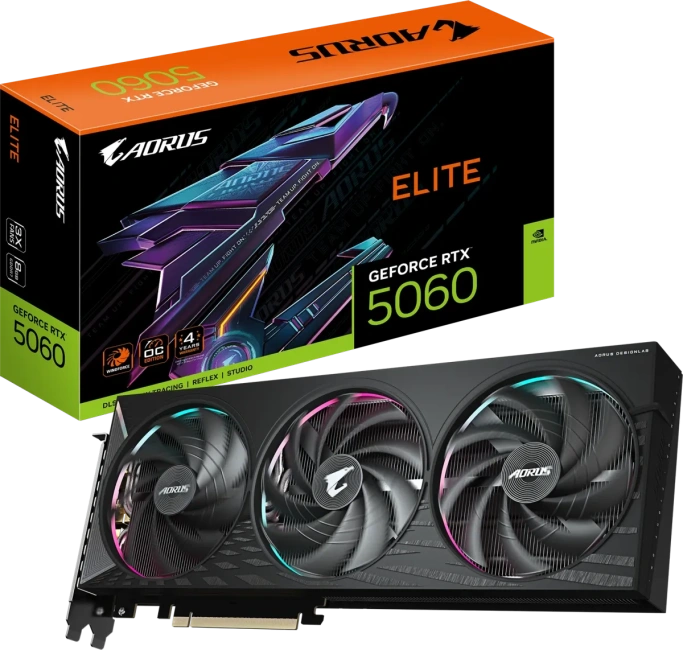 Видеокарта Gigabyte GeForce RTX 5060 AORUS ELITE (GV-N5060AORUS E-8GD), Retail купить! 